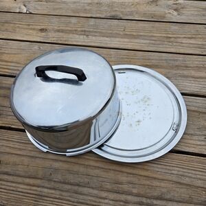 Vintage Eveready Cake Carrier Silver Metal Dessert Carrier